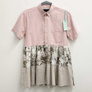 Upcycled Pink Floral Shirt Dress S/M