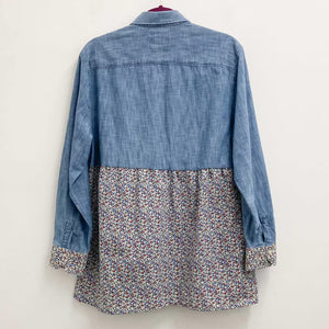 Upcycled Blue Chambray Shirt Tunic M/L