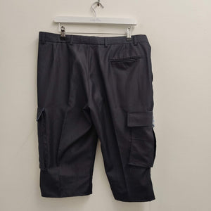 Upcycled Suit Trouser Shorts with Cargo Pockets 36"