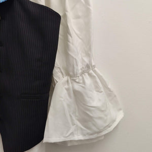 Upcycled White Blouse with Upside Down Waistcoat Corset and Tie S/M