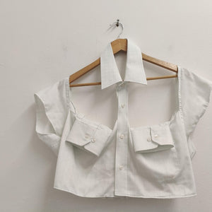 Upcycled Pale Green Men's Cut Out Shirt M