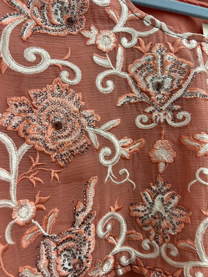 Upcycled Sari Dusky Pink Embroidered Cropped Top L