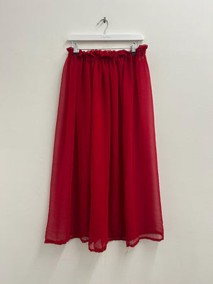 Upcycled Sari Red Sheer Long Skirt M