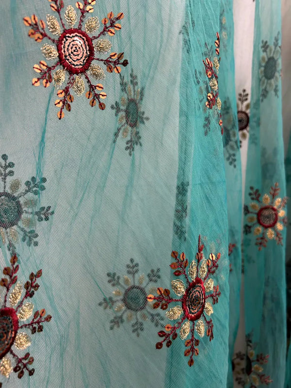 Upcycled Sari Green Embellished Kimono One Size
