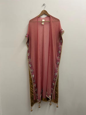 Upcycled Sari Pink Embellished Kimono One Size