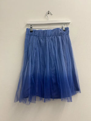 Upcycled Sari Blue Ombre Short Net Skirt S/M