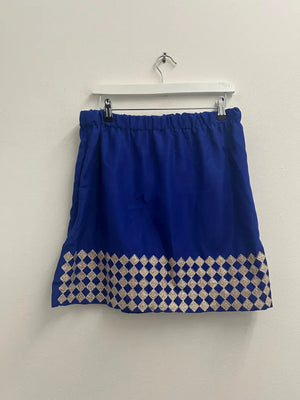 Upcycled Sari Cobalt Blue Short Skirt M/L