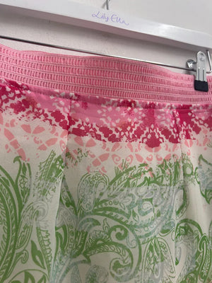 Upcycled Sari Pink Straight Skirt S