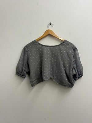 Upcycled Sari Grey Embellished Cropped Top L