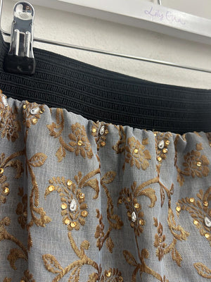 Upcycled Sari Grey Embossed Skirt M/L