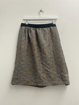 Upcycled Sari Grey Embossed Skirt M/L