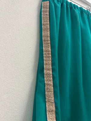 Upcycled Sari Green Short Sheer Skirt S