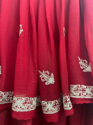 Upcycled Sari Red Skirt Trousers S/M