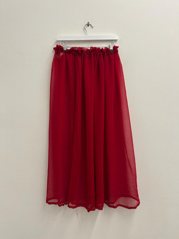Upcycled Sari Red Sheer Long Skirt M