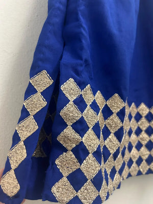 Upcycled Sari Cobalt Blue Short Skirt M/L