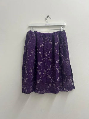 Upcycled Sari Purple Elasticated Skirt M
