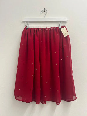 Upcycled Sari Red Sheer Sequinned Skirt S