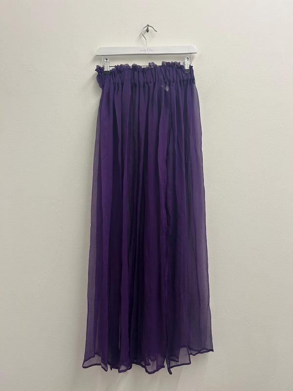 Upcycled Sari Purple Sheer Long Skirt S