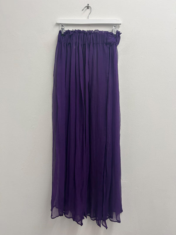 Upcycled Sari Purple Sheer Long Skirt S