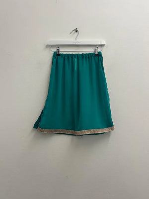 Upcycled Sari Green Short Sheer Skirt S