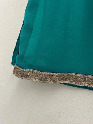 Upcycled Sari Green Short Sheer Skirt S