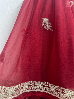 Upcycled Sari Red Skirt Trousers S/M