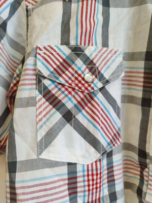 Upcycled Checked Short Sleeve Shirt M