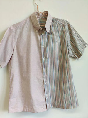 Upcycled Men's Pink Half and Half Shirt M/L