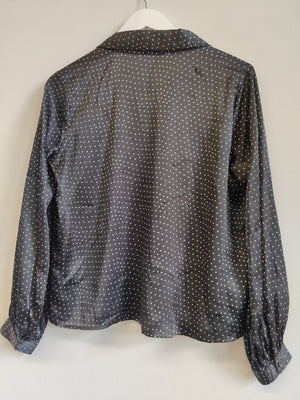 TopShop Black Polka Dot Satin Blouse UK8