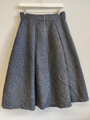 H&M Midnight Blue Textured Flared Skirt UK12