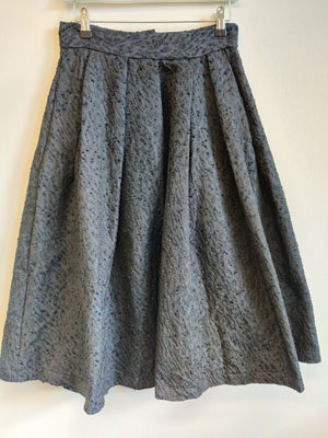 H&M Midnight Blue Textured Flared Skirt UK12
