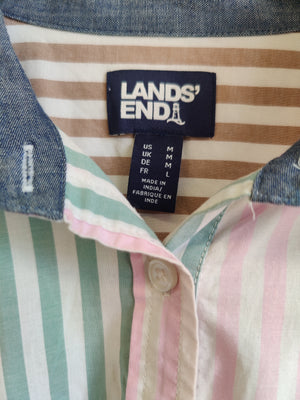 Lands' End Striped Cotton Shirt M