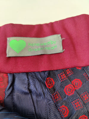 Upcycled Blue and Red Tie Skirt M/L