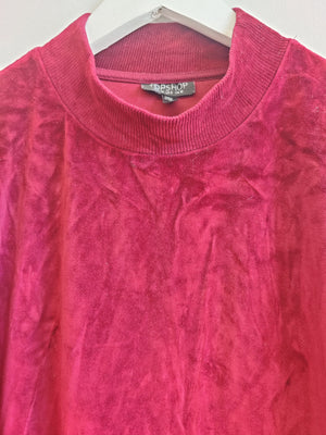 TopShop Burgundy Crushed Velour Top UK10