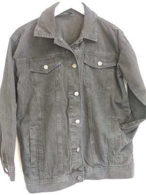 Pixie Girl Oversized Black Denim Jacket UK10