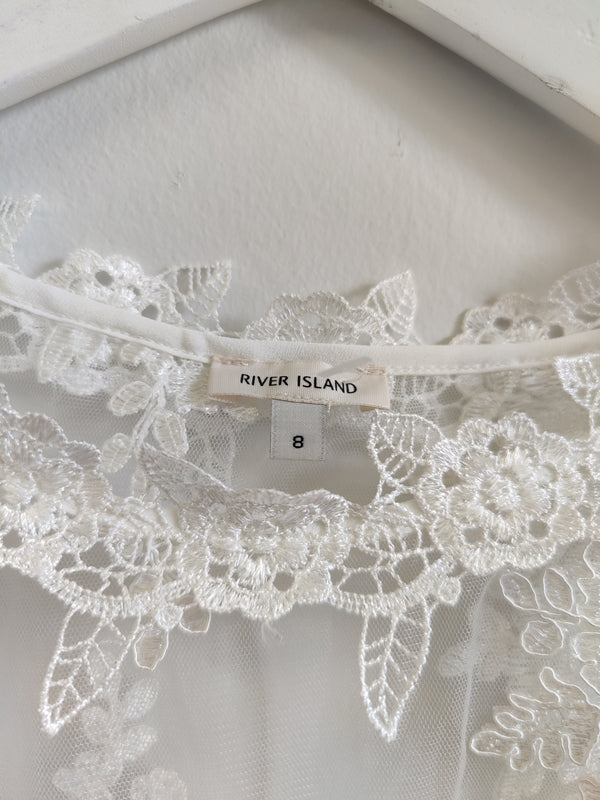 River Island Ivory Lace Top UK8
