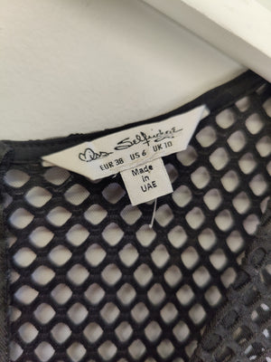 Miss Selfridge Black Mesh Dress UK10