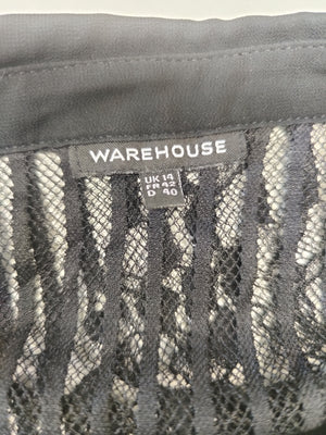 Warehouse Black Lace Blouse UK14