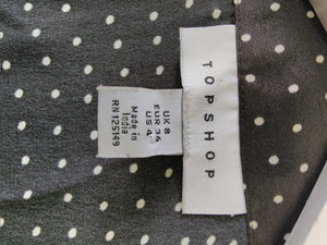 TopShop Black Polka Dot Satin Blouse UK8