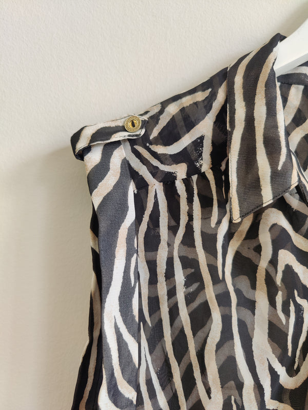 Wallis Black Zebra Print Blouse XL
