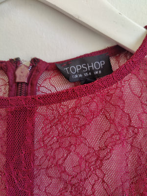 TopShop Burgundy Lace Dress UK8