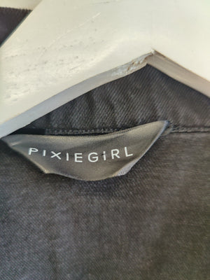 Pixie Girl Oversized Black Denim Jacket UK10