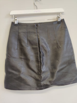TopShop Petite Black Faux Leather Skirt UK8