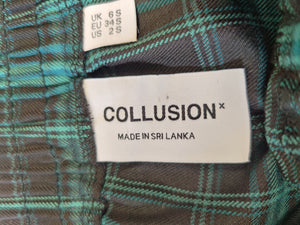 Collusion Black and Green  Checked Trousers UK6S