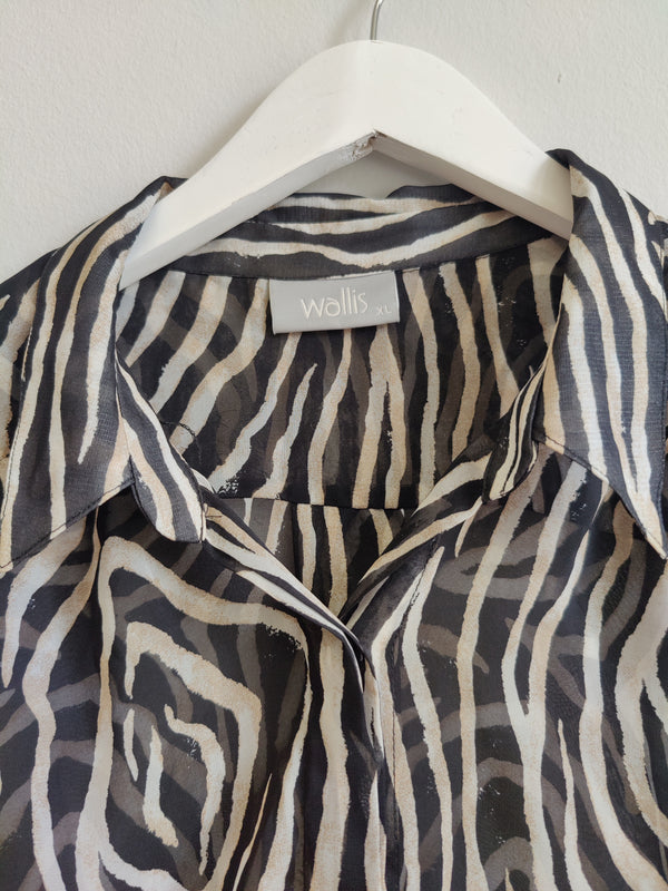 Wallis Black Zebra Print Blouse XL