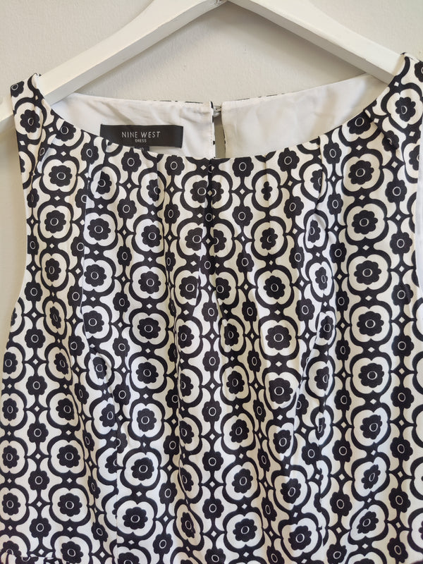 Nine West Black and White Cotton Dress UK14