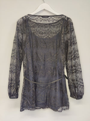 M&S Autograph Black Lace Tunic Top UK12