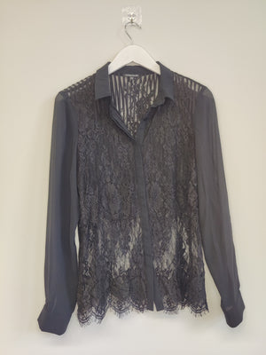 Warehouse Black Lace Blouse UK14