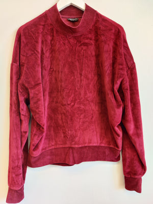 TopShop Burgundy Crushed Velour Top UK10