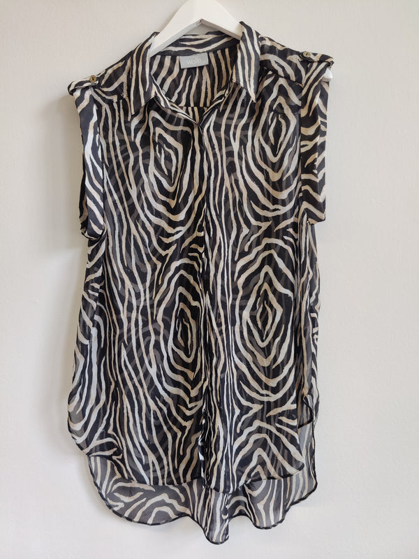Wallis Black Zebra Print Blouse XL